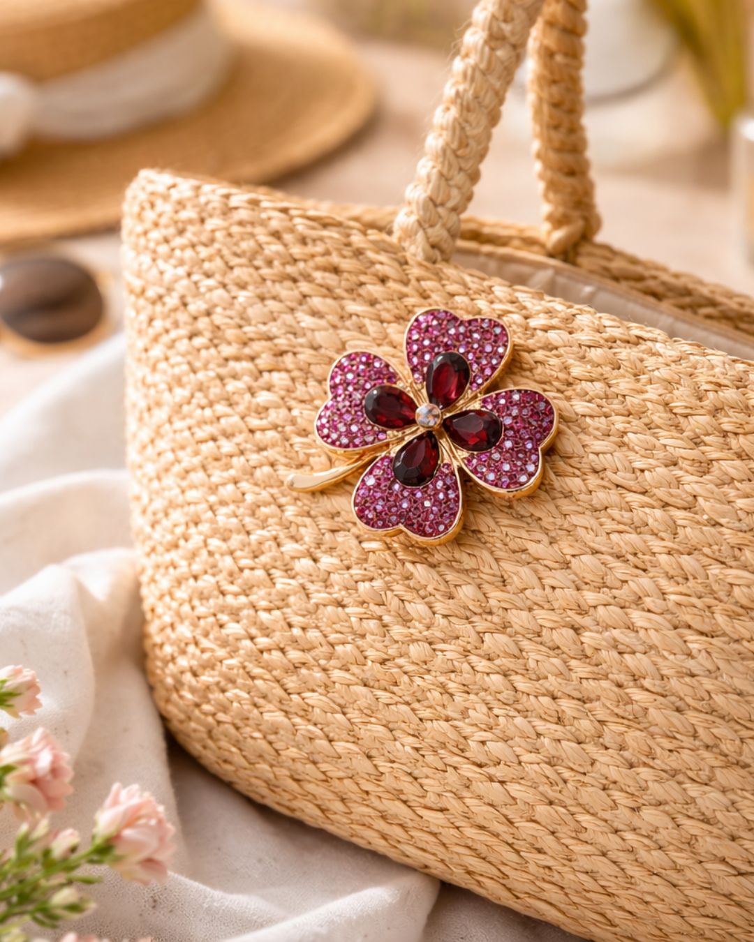 Hugs & Gifts | Yakut Işıltı Yonca Broş 🍀💎✨