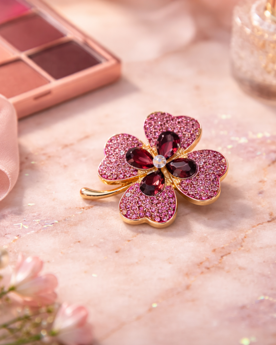 Hugs & Gifts | Yakut Işıltı Yonca Broş 🍀💎✨