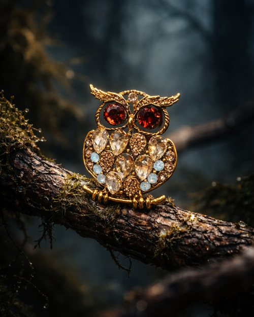 Hugs & Gifts – Gece Işıltısı Baykuş Broş 🦉✨