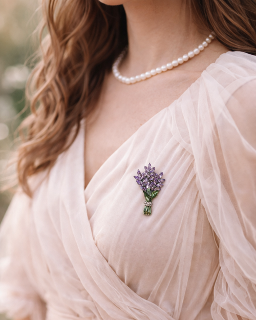 Hugs & Gifts | Kristal Lavanta Buketi Broş 💐✨