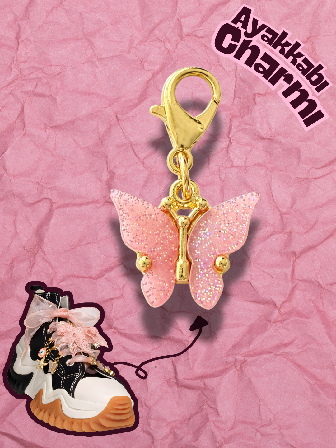 Hugs & Gifts – Coquette Charm | Şeker Pembe Kelebek Charm 🍥