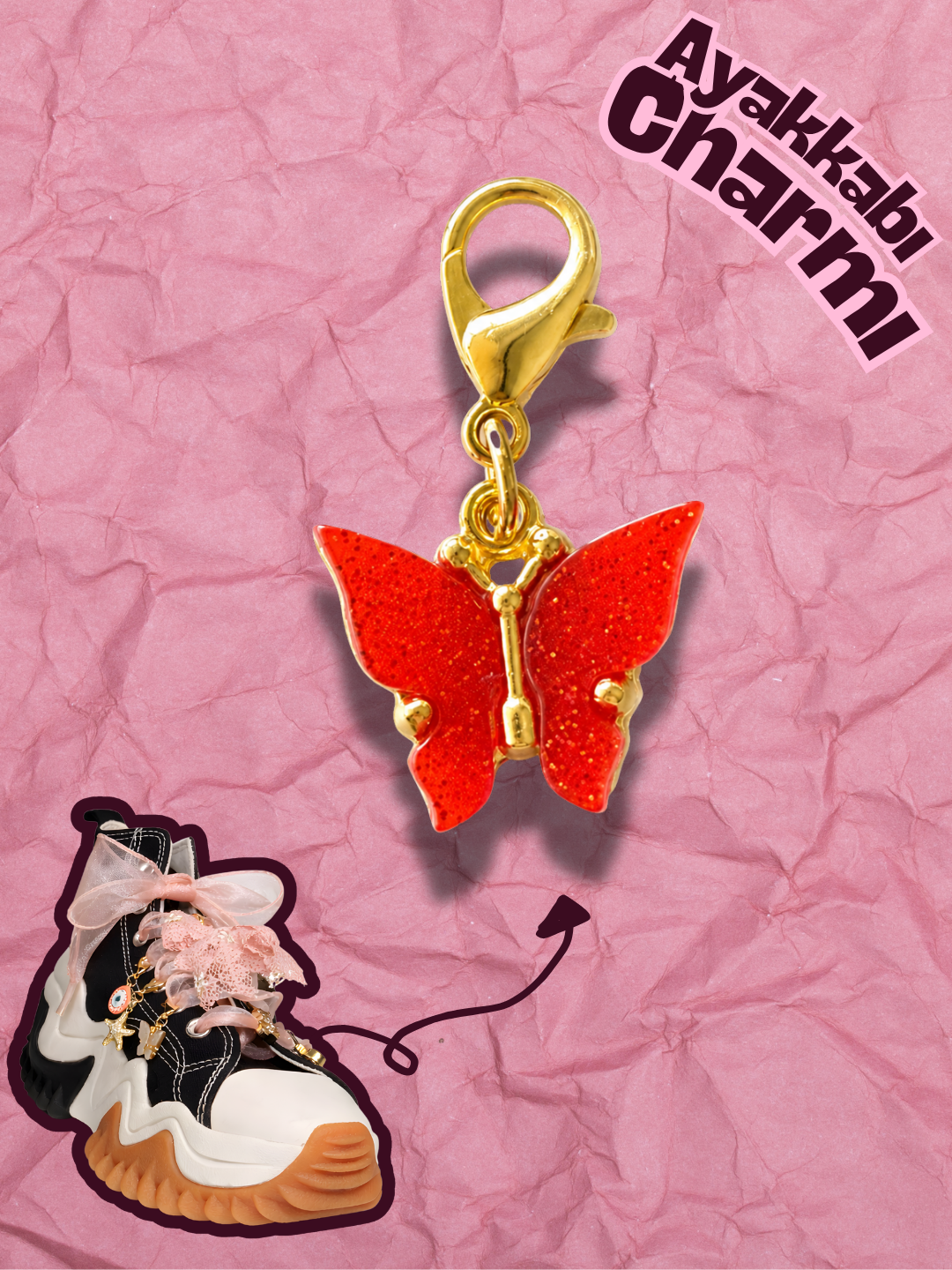 Hugs & Gifts – Coquette Charm | Nar Işıltılı Kelebek Charm ❤️ༀ