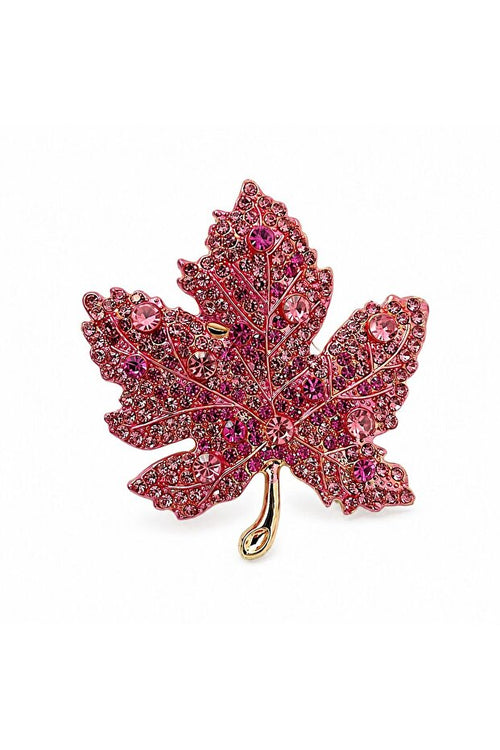 Pembe Işıltılı Yaprak Broş 🍁✨