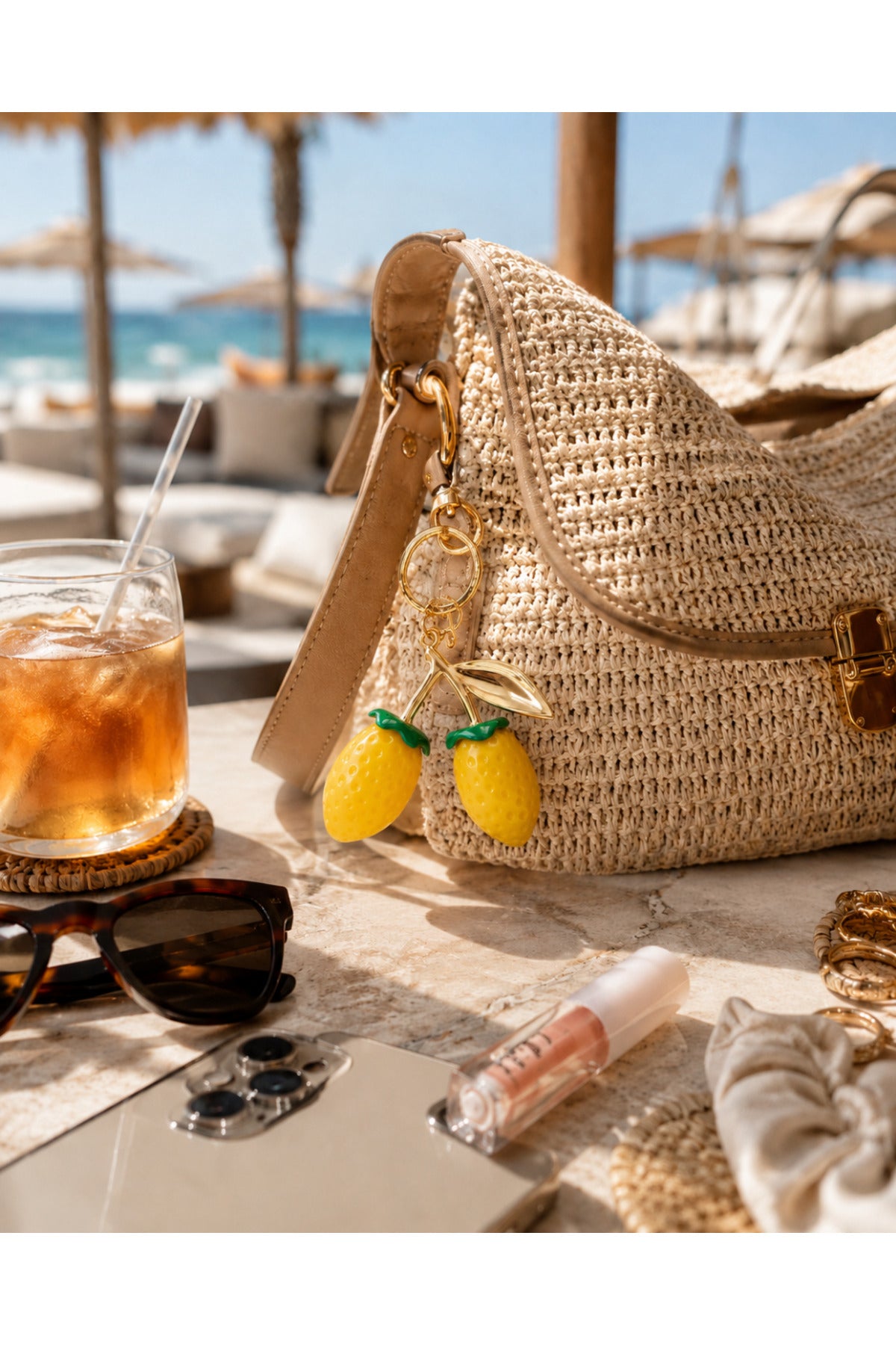 Limon Anahtarlık – Gold Detaylı Çanta Charmı
