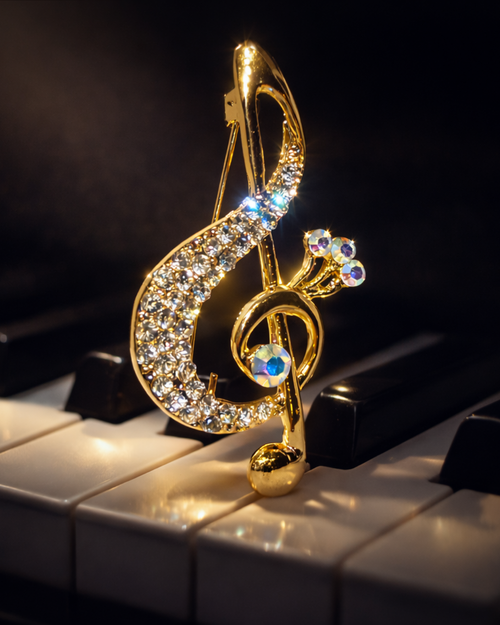 Hugs & Gifts – Altın Nota Broş 🎼✨