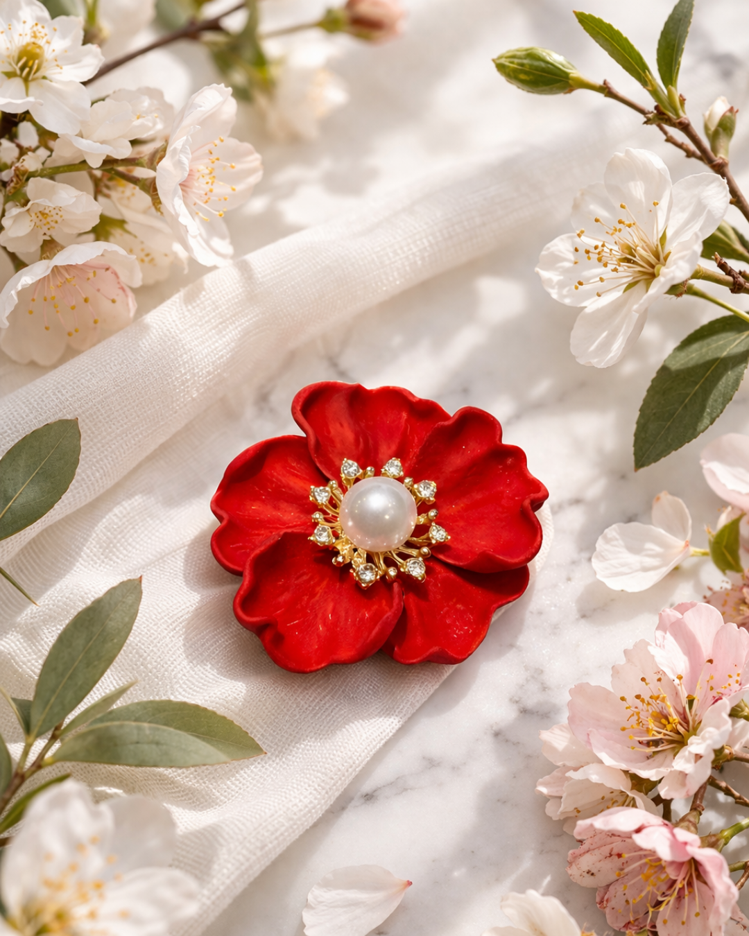 Hugs & Gifts | Nar Çiçeği Işıltısı Broş 🌺✨