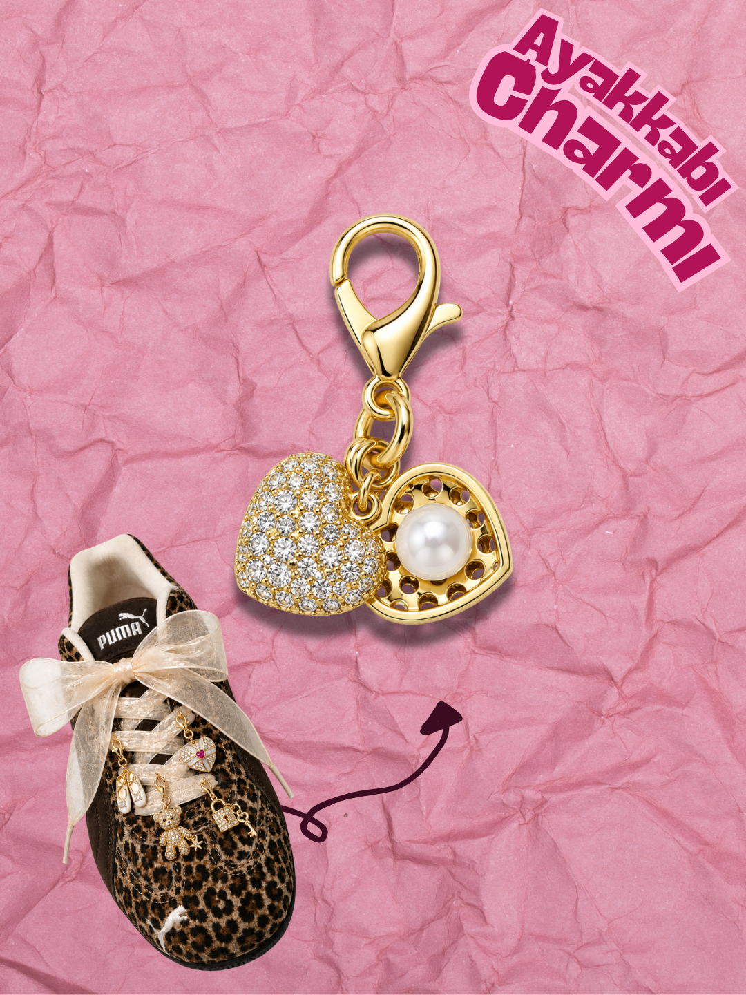 Hugs & Gifts – Coquette Charm | Pearl Heart Duo Charm 🤍💛💞
