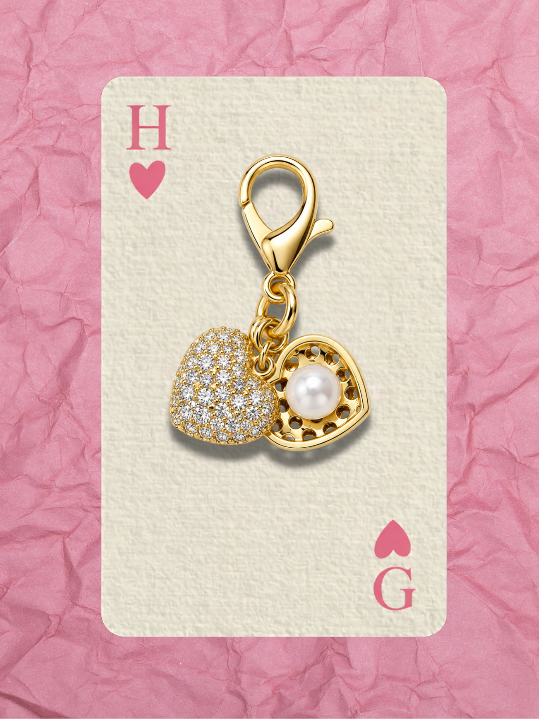 Hugs & Gifts – Coquette Charm | Pearl Heart Duo Charm 🤍💛💞