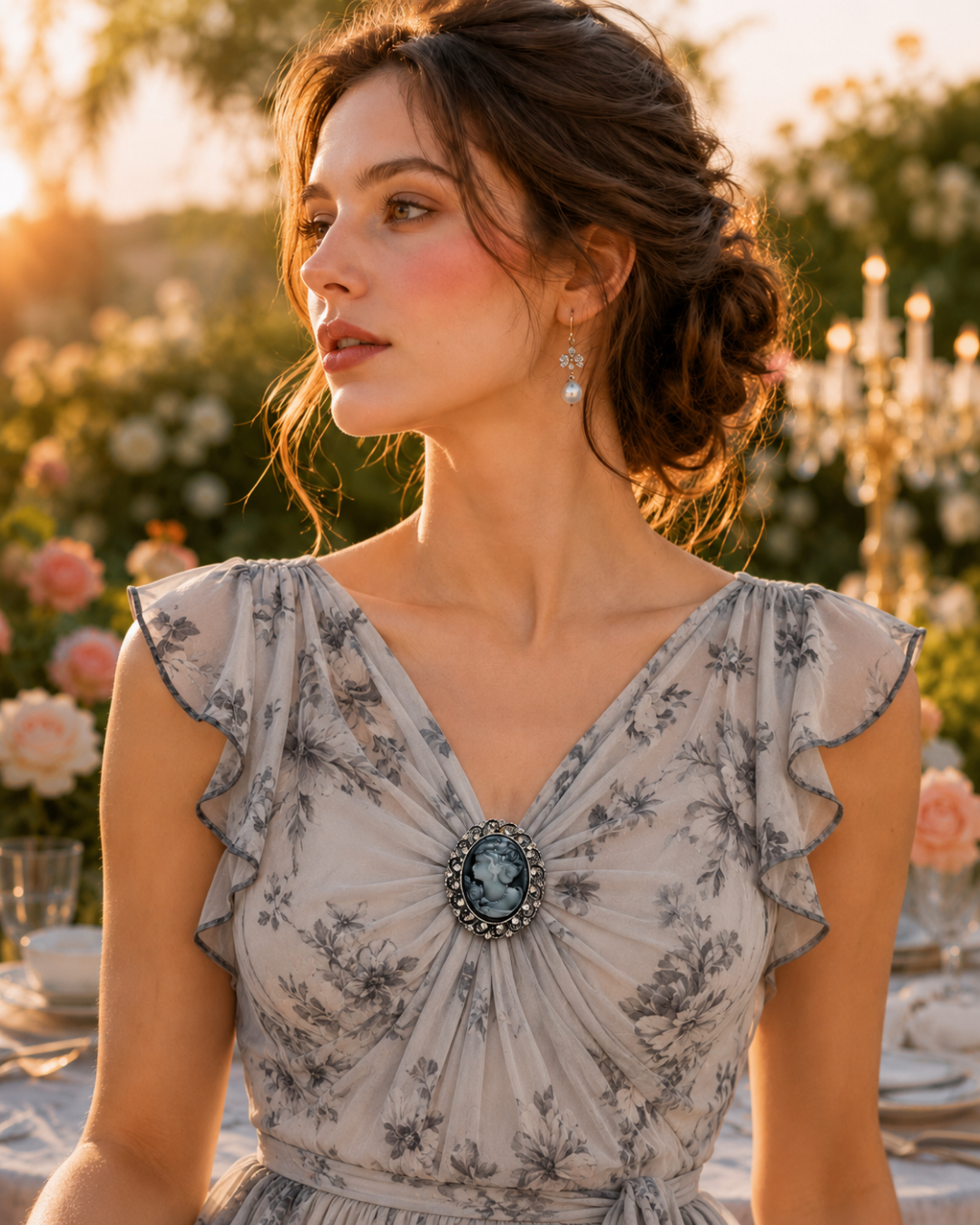 Kristal Taşlı Siyah Vintage Cameo Broş 🖤✨