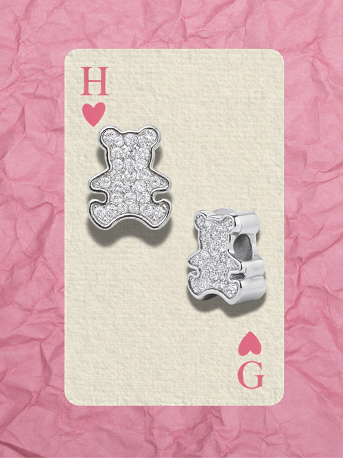 Hugs & Gifts – Glam Charm | Işıltılı Gümüş Ayıcık Charm 🩶✨ 🧸