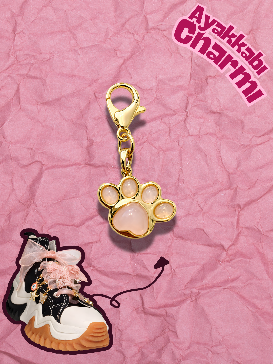 Hugs & Gifts – Pembe Pati Charm 🐾✨