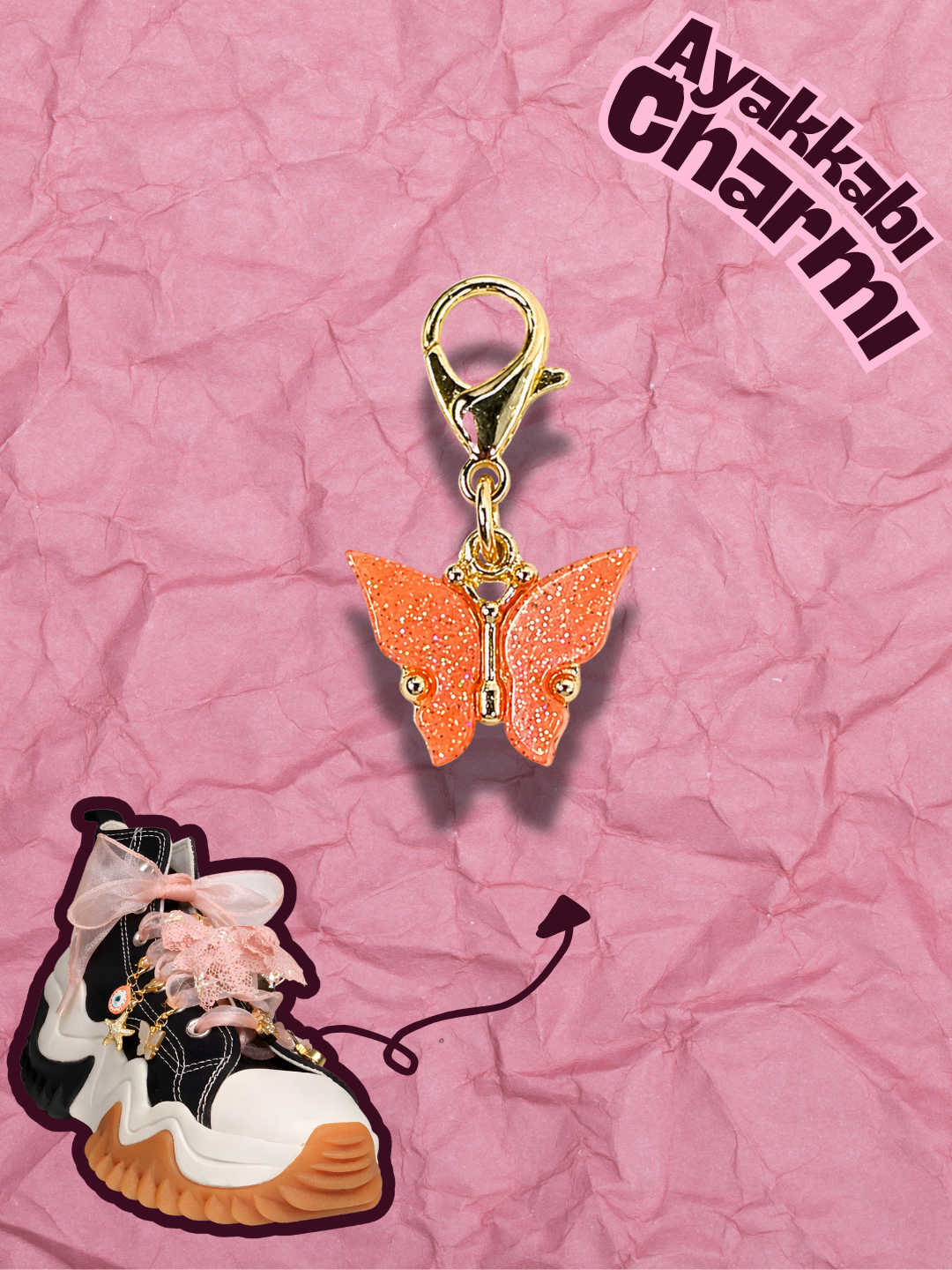 Hugs & Gifts – Coquette Charm | Açık Turuncu Kelebek Charm 🧡