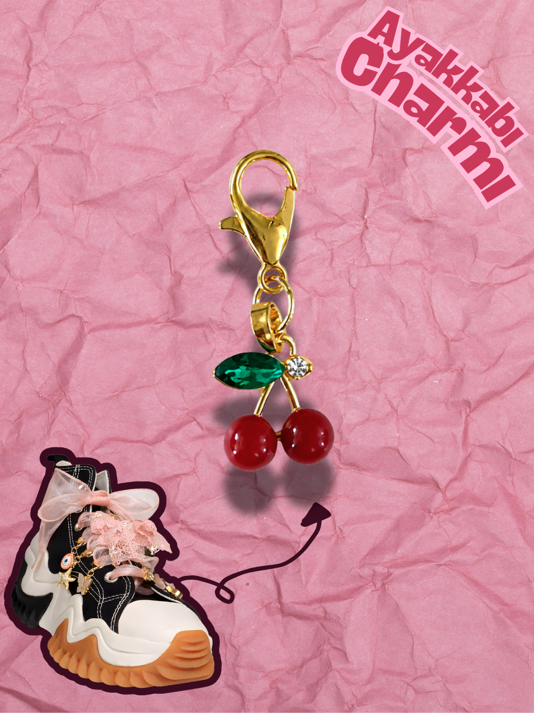 Hugs & Gifts – Coquette Charm | Taşlı Kiraz Charm 🍒✨