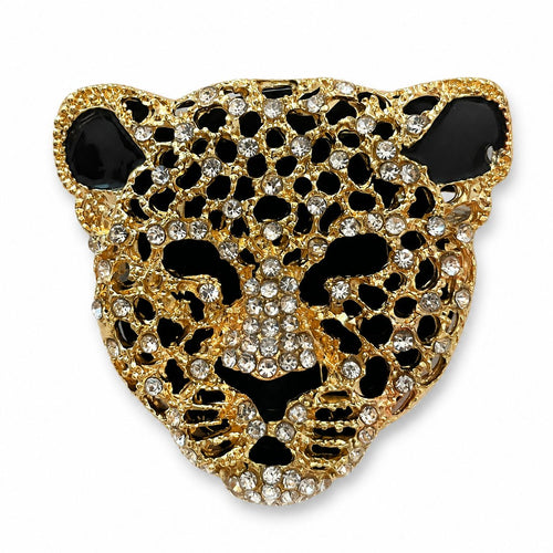 Kristal Işıltılı Leopar Broş 🐆🖤