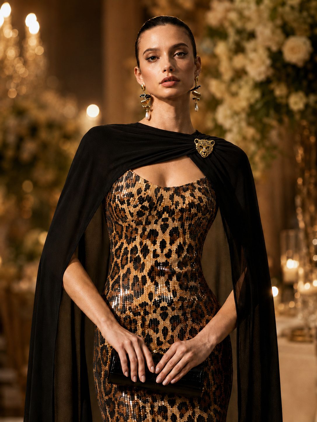 Kristal Işıltılı Leopar Broş 🐆🖤